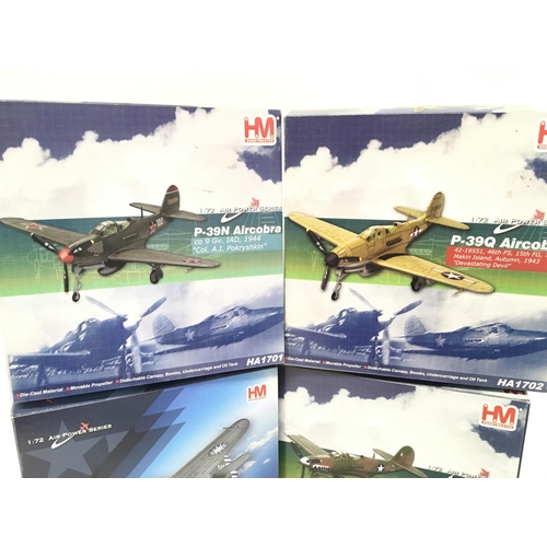 973 - 4 X Boxed Hobby Master Aircraft 1:72 Scale. A Warhawk P-40N. A P-400 Air Cobra. A P-39q Air Cobra an... 