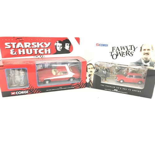 102 - A Boxed Corgi Starsky and Hutch Ford Gran Torino and a Faulty Towers Mini.