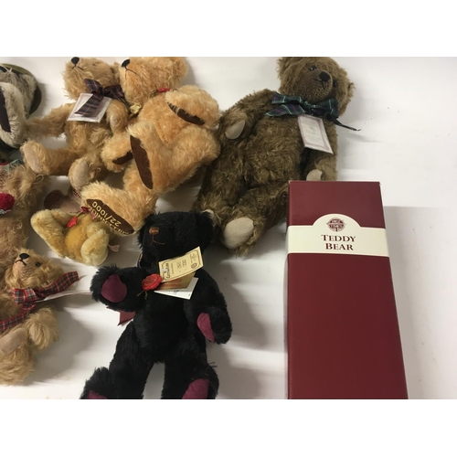 1068 - Eight boxes containing in excess of 100 various Bears..including. English Teddy Bear Company. Canter... 