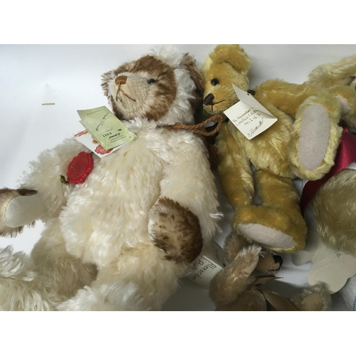 1068 - Eight boxes containing in excess of 100 various Bears..including. English Teddy Bear Company. Canter... 