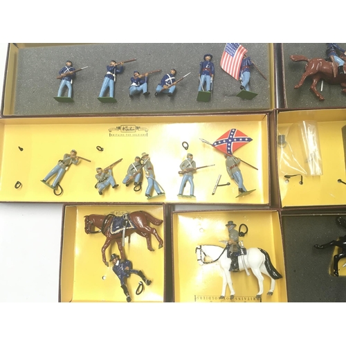 1070 - 7 X Boxes of Boxed Britains all American Civil War. #s 8878. 8877. 8851. 8852. 8854.8876. 8853.