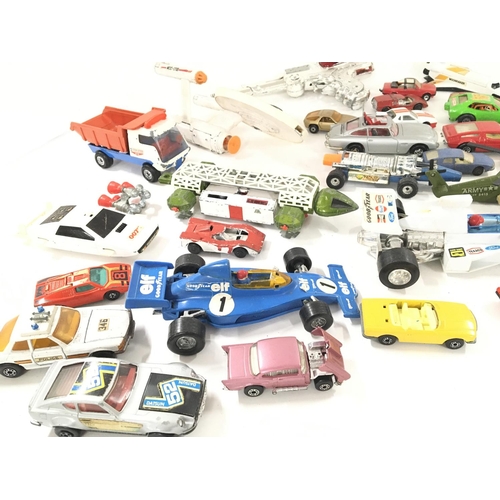 109 - A Box Containing Playworn Die-Cast including Corgi. Dinky. Matchbox and Lone Star.