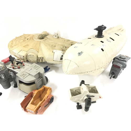 114 - A Box Containing Vintages Star Wars Ships And Mini rigs. Ideal for Spare Parts Etc.