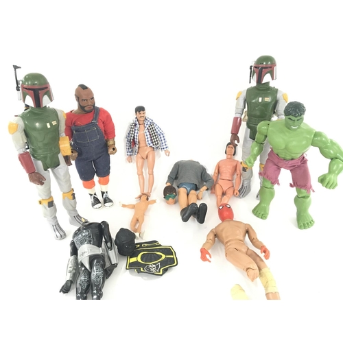 119 - A Collection of Vintage Figures Ideal for Spate Pats Etc. Including a MR.T. 2X Bobba Fetts. Action M... 
