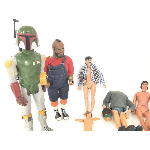 119 - A Collection of Vintage Figures Ideal for Spate Pats Etc. Including a MR.T. 2X Bobba Fetts. Action M... 