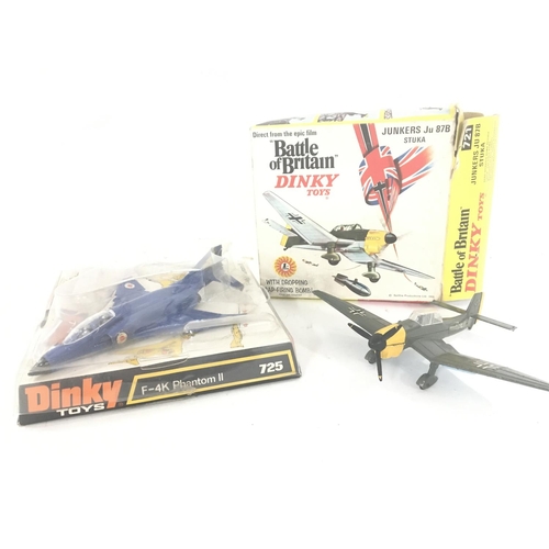 12 - A Boxed Dinky Toys F-4K Phantom II #725 and a Battle of Britain Junkers Stuka #721 Both have rockets... 