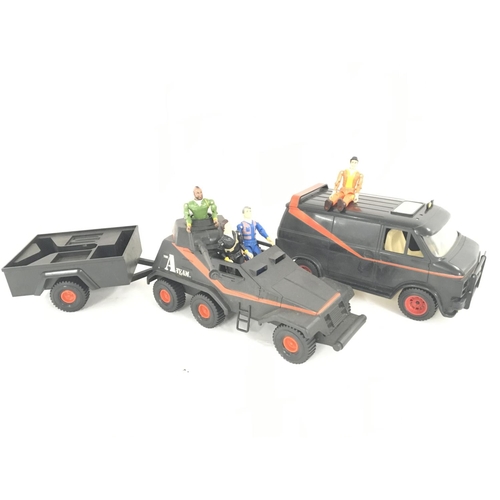 120 - A Collection of The A-Team Mini Figures. A Armoured Car And Van. A/F.