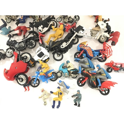 122 - A Box Containing a Collection of loose Toy Motor Cycles including Batman and Spider-Man.