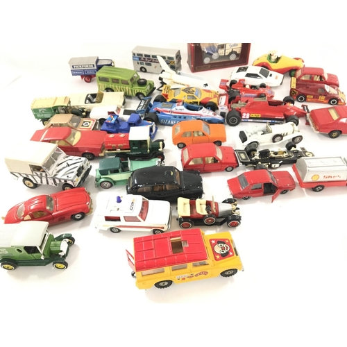 126 - A Box Containing A Collection Of Playworn Diecast including Corgi. Matchbox. Britainâs etc.