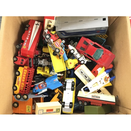 127 - A Box Containing Vintage playworn Transformers and Diecast.