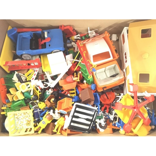 134 - A Box Containing a Collection of Vintage Playmobile Figures and Accessories.