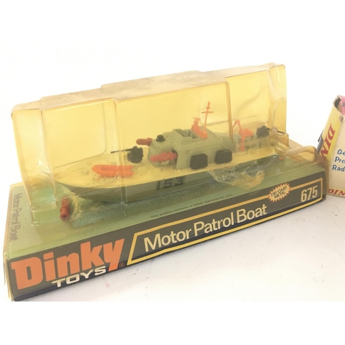 14 - A Boxed Dinky Toys Motor Patrol Boat #675 and a S.R.N. 6 Hovercraft a/f . #290.