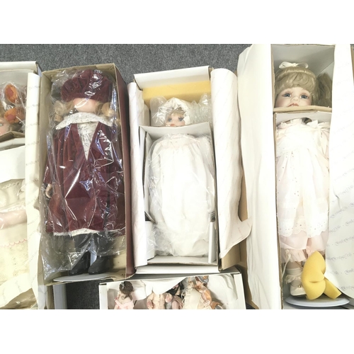 143 - A Collection of 4 Boxed Dolls and 4 Small loose Dolls. Including the Hamilton Collection.