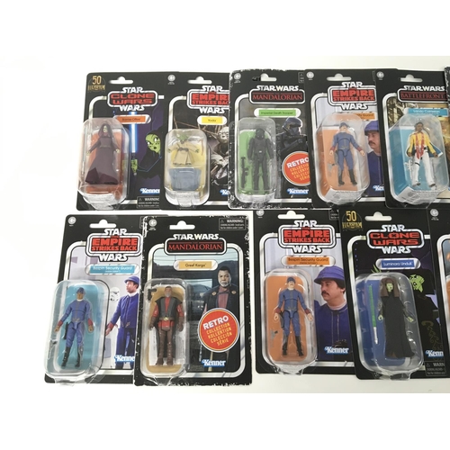 159 - Collection of 15 carded Star Wars figures with majority from the vintage collection.