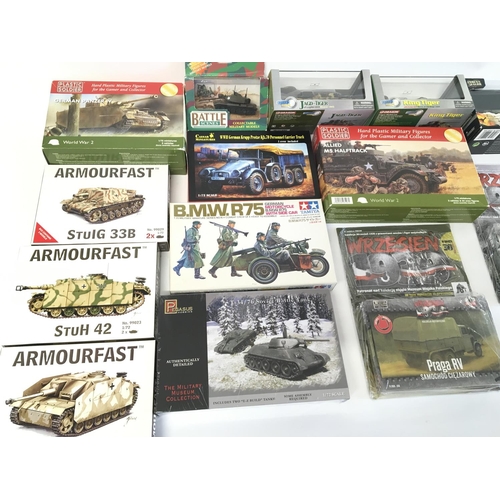 171 - Collection of tanks and vehicles including 2 Dragon tigers - forces of valour panzer battle scene ta... 