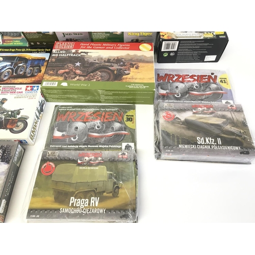 171 - Collection of tanks and vehicles including 2 Dragon tigers - forces of valour panzer battle scene ta... 