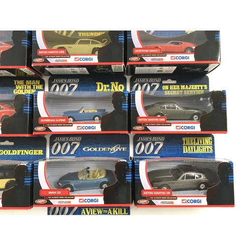 173 - A collection of 10 new corgi James Bond cars featured in various bond films.