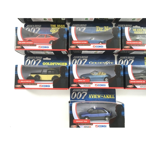 173 - A collection of 10 new corgi James Bond cars featured in various bond films.