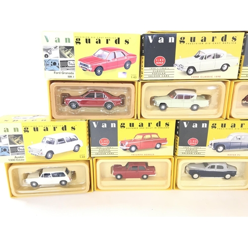 180 - Collection of various boxed vanguard die-cast cars including mk1 Ford Granada and a rover p4.