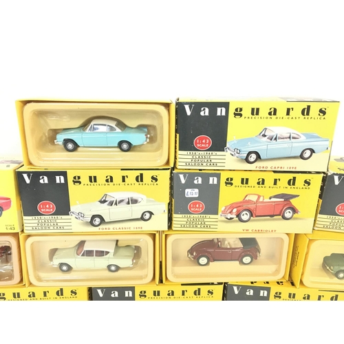 180 - Collection of various boxed vanguard die-cast cars including mk1 Ford Granada and a rover p4.