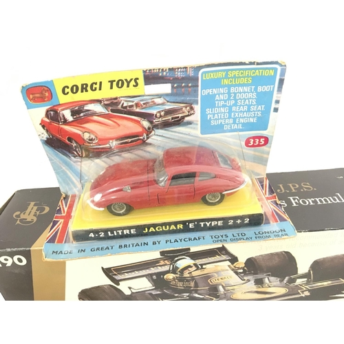 182 - A Boxed Corgi Renault 16 #260. A Corgi Lotus F1 #190. A Dinky De Tomaso Mangusta. A Corgi Jaguar E T... 