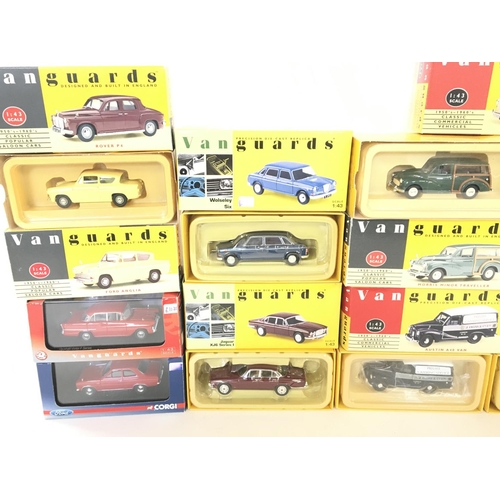 183 - A Box Containing a Collection of Vanguards 1:43 Scale including Jaguar. Austin Etc.