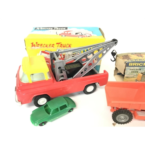 217 - A Boxed Friction Powered Wrecker Truck. A Brick Hopper and a Battery Powered Silver Cloud Rolls-Royc... 