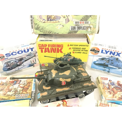 241 - A Collection of Airfix Kits and a Boxed Marx Toys Cap Firing Tank. A/F.