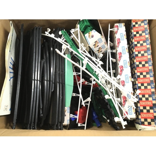 246 - A Box Containing Scalextric and other slot Cars in Various States. Also Track and other Accessories.