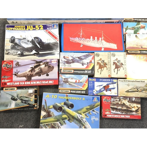 257 - A Collection of Various Model Kits including Airfix. Tamiya. Matchbox.Revell. Etc.