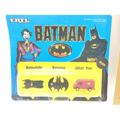 258 - A Biz Toys Batman the Joker Carded Figure and a Ertl Batman Set.