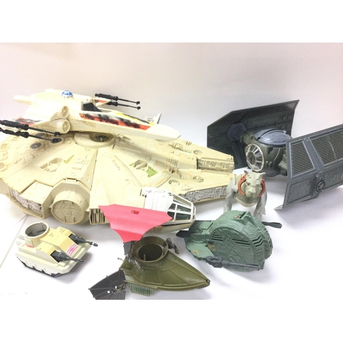 267 - A Collection Of Vintage Playworn Star Wars Ships and Minirigs. Ideal for Spare Parts Etc.