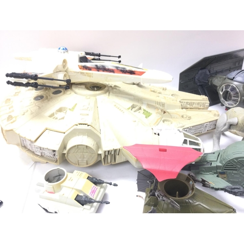 267 - A Collection Of Vintage Playworn Star Wars Ships and Minirigs. Ideal for Spare Parts Etc.