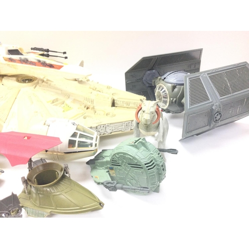 267 - A Collection Of Vintage Playworn Star Wars Ships and Minirigs. Ideal for Spare Parts Etc.