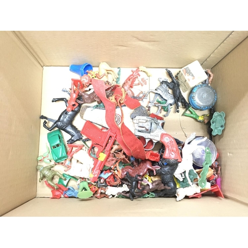 278 - A Box Containing Playworn Diecast and other toys. Including Dinky.corgi. Spot-On. Etc.