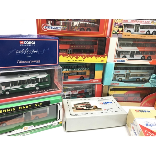 296 - A Collection of Boxed Corgi Buses including Oriental.