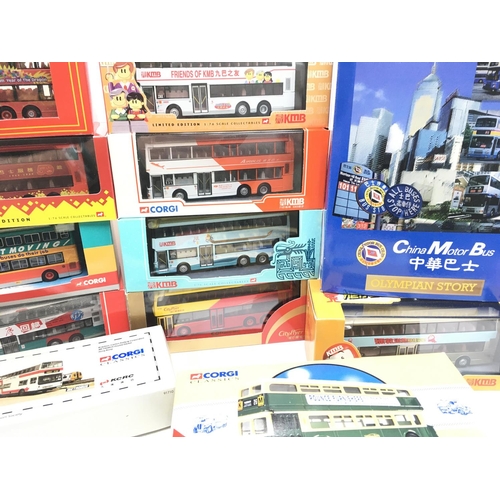 296 - A Collection of Boxed Corgi Buses including Oriental.