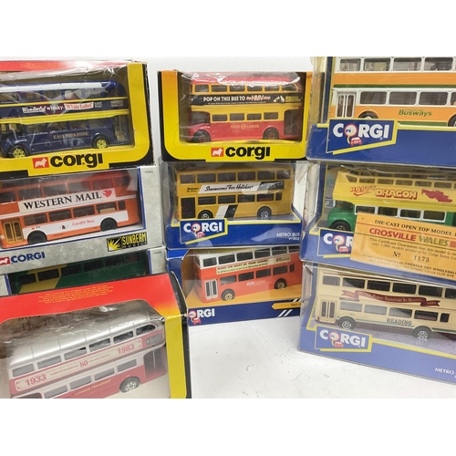 310 - A Box Containing mostly Corgi Buses including Metro Bus. Routemasters and Sunbeam Models.