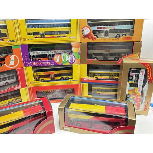 313 - A Box Containing Corgi Buses including City Bus. A China Motor Bus Set. Etc.