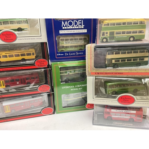 314 - A Box Containing a Large Collection of Various Diecast buses all boxed including EFE.Corgi.