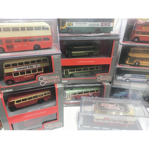 322 - A Box Containing Mainly Boxed Corgi Original Omnibus Buses.