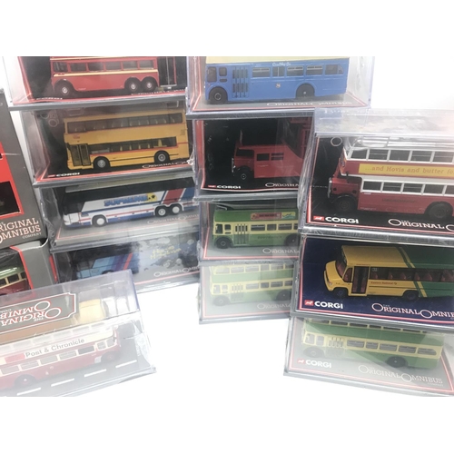 322 - A Box Containing Mainly Boxed Corgi Original Omnibus Buses.