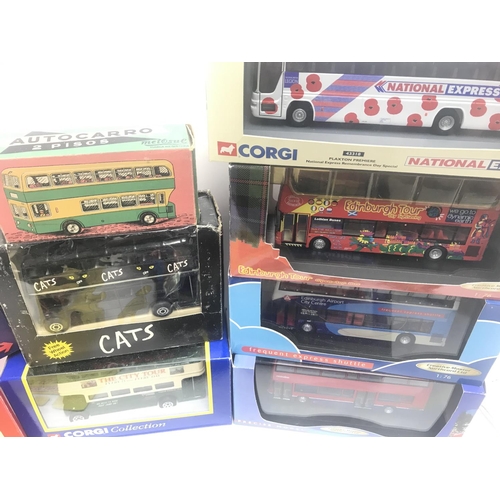 326 - A Box Containing Loose and Boxed Diecast Buses.including Creative Masters. Corgi etc.