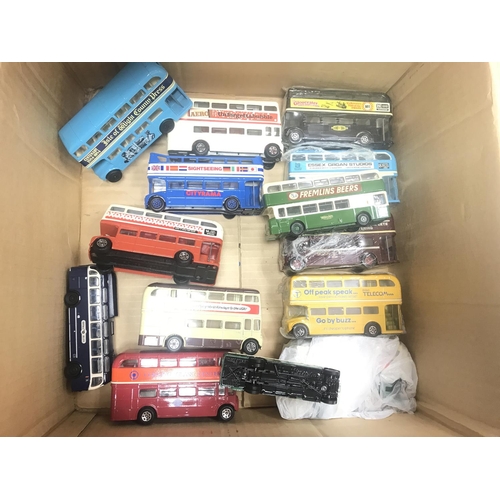 326 - A Box Containing Loose and Boxed Diecast Buses.including Creative Masters. Corgi etc.