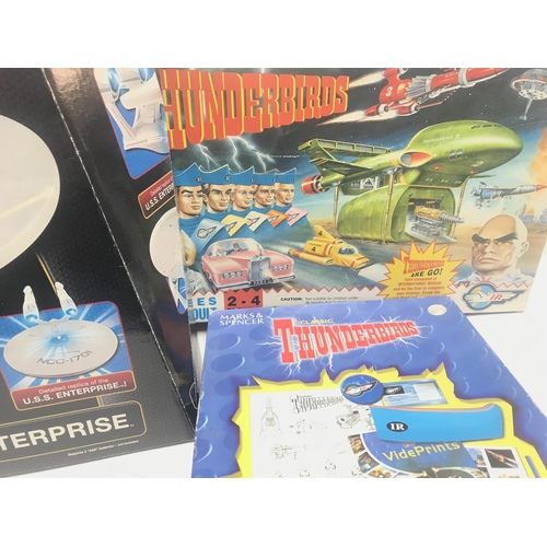 334 - A Boxed Star Trek U.S.S. Enterprise. A Captain Scarlet Cloudbase. And a collection of Thunderbirds I... 