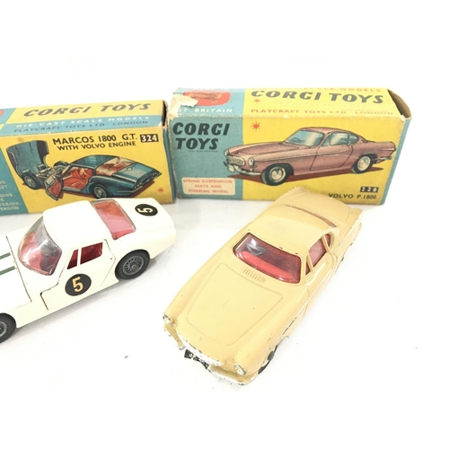34 - 3 X Boxed Corgi Vehicles including a Oldsmobile Tornado #264 a Marcos 1800GT #324 and a Volvo P.1800... 