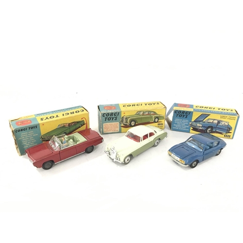 35 - 3 X Corgi Vehicles including a Chrysler Imperial #246. A Bentley Continental Sports Saloon #224 and ... 