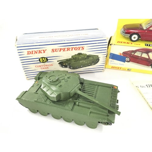 42 - A Boxed Dinky Supertoys Centurion Tank #651 and A N.S.U.Ro 80 #176.