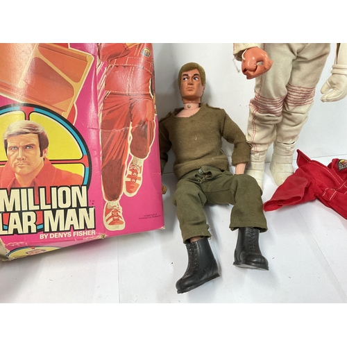 420 - A Vintage Action Man and a Six Million Dollar Man With worn Box.