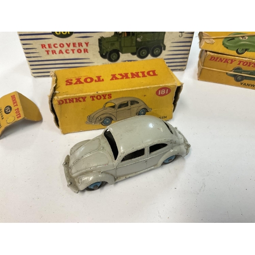 449 - A Boxed Dinky Recovery Truck #661 and a Collection of Boxed Dinky And Corgi Cars. Boxes are worn.